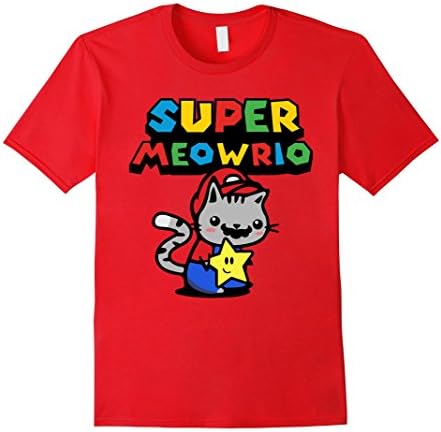 Mens Funny 1980's Video Game Parody Super Call Me MEOWRIO T shirt Large Red