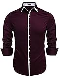Coofandy Men's Contrast Color Button Down Dress Shirts Casual Shirts