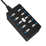USB Wall Charger, 60 Watt 12Amp 10 Ports USB Charging Station SonRu Multiple Desktop USB Rapid Charger with Auto Detect Technology