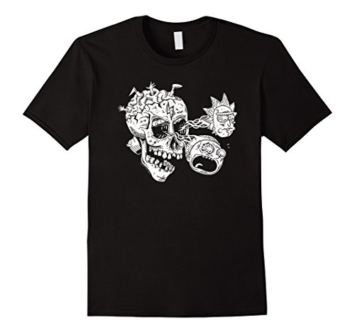 Mens Rick & Morty Skull with R&M Eyes Small Black