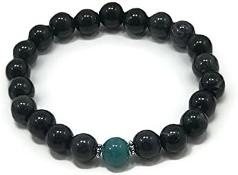 Black Beaded Bracelet by WestMarketDesign | Yoga Bead Bracelet, Bohemian Jewelry, 8mm Black and Blue Beads, Yoga Beaded Bracelet | Boho Earthy Design For Less