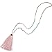 KELITCH Turquoise Crystal Beads Strand Necklace Color Tassel Necklace for Women