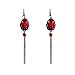 RareLove Lolita Red Rose Flower with Beads Tassel Fringe Dangle Earrings