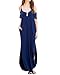 Womens Cold Shoulder Split Swing Casual Maxi Beach Dresses with Pockets