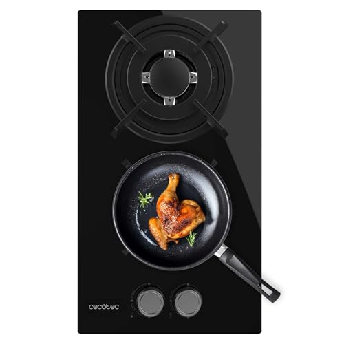 Gaskochfeld Bolero Squad GN 2200S Glass Black, 2 Brenner, 5,25 kW Leistung, Schwarzes Glas, WOK Triplekorona, Gusseisen Einzelgitter, Elektronische Zündung, Sicherheitsventil und GLP-Umrüstung