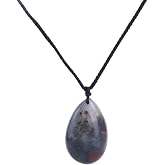Natural Dragon Blood Stone Teardrop Shape Cabochon Pendant Necklace | with Adjustable Cord for Women Men, Dragon Blood Jasper Healing Crystal Jewelry Gifts