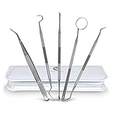 PharMeDoc Dental Hygiene Kit with Case - Professional Grade Dentist Tool Kit - Soft Steel Teeth Cleaning Set for White Teeth and Healthy Gums - Tartar Removal tools - Dental Mirror and Scaler Set