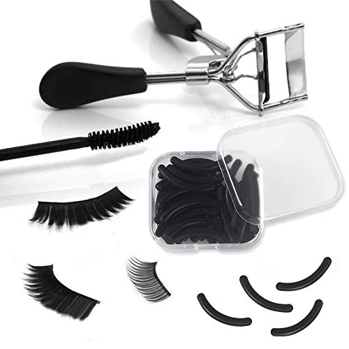 Eyelash Curler Refill 30 Pcs Eyelash Curler Pads Rubber Black Eyelash Curler Replacement Pads with Hard Storage Case for Universal Eyelash Curler
