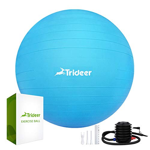 Trideer Exercise Ball (45-85cm) Extra Thick Yoga Ball Chair, Anti-Burst Heavy Duty Stability Ball Supports 2200lbs, Birthing Ball with Quick Pump (Office & Home & Gym)