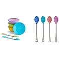 Munchkin® Love-a-Bowls™ 10 Piece Baby Feeding Set, Includes Bowls with Lids and Spoons, Multicolor & White Hot® Safety Baby Spoons, 4 Pack