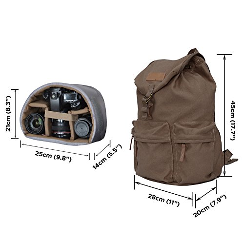 CADeN Camera Backpack Waterproof Vintage Canvas Camera Bag Case for