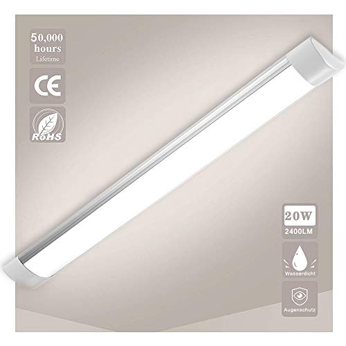 LINTRY Feuchtraumleuchte LED 60CM, Kellerlampe LED Deckenleuchte 20W 4000K Neutralweiß 2400LM LED Röhre, Badezimmer…