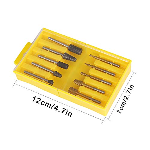K Kwokker Woodworking Twist Drill Bits Carving File Rasp Drill Bits Rotary Burrs Set Power Drill Bit Sharpeners for Wood Plastic Carving Polishing Grinding Engraving Woodworking DIY with Storage Box H