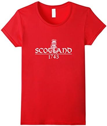 Women's Scotland 1743 T-shirt, Scottish Thistle Gaelic Tee Shirt Large Red