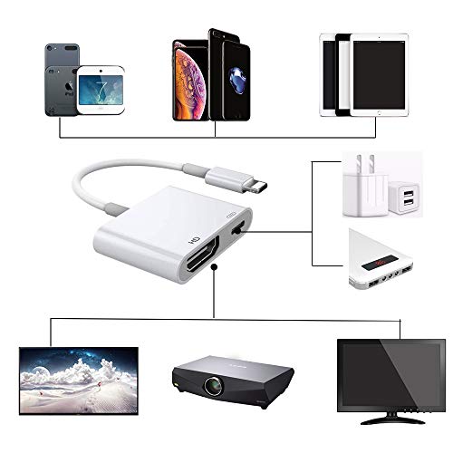 Compatible with iPhone iPad to HDMI Cable, HDMI Adapter Compatible with iPhone, Compatible with iPhone XS/XSmax/XR/X/8/7/6/plus iPad iPod to TV