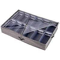 Tiawudi Under Bed Shoe Storage Organizer, Adjustable Dividers - Fits 12 Pairs Total - Underbed Storage Solution (1)