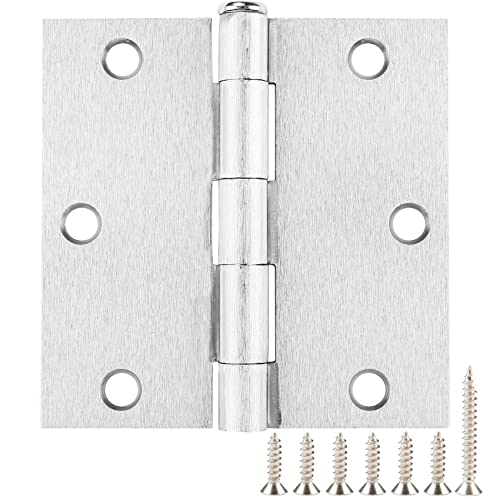 Door Hinges 3.5 Inch Square Radius 108 Pack Interior Door Hinges Brushed/Satin Nickel Hinges for