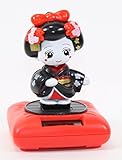 Black Standing Geisha Red Base Solar Powered Japanese Kimono Girl Car Bobble Head Doll Toy Home Decor Figurine Birthday Blessing Gift US Seller