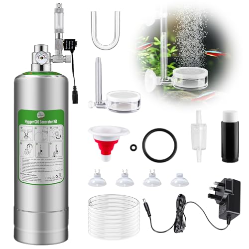 5L Aquarium CO2 Generator System Carbon Dioxide Reactor Kit, co2 Aquarium kit diy co2 kit for aquarium with Regulator Solenoid Valve, bubble counter for Aquarium Planted tank 60L to 300L