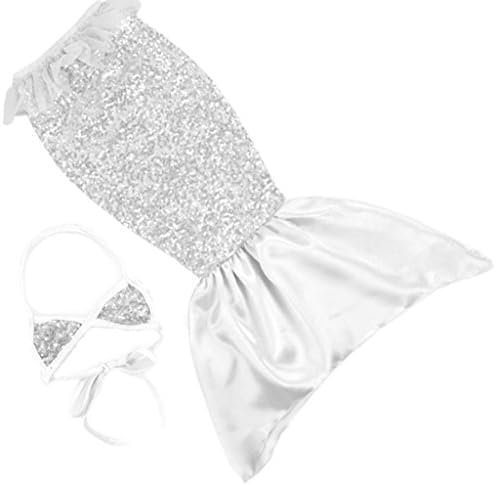 Carkoo Baby Girl's Cosplay 2 Pieces Mermaid Tail Swimwear(Small,Silver)