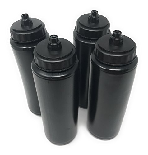 Sea View Treasures 6 x 24oz Plastic Sports Squeeze Water Bottle - Football, Soccer, Baseball, Hockey, Softball, Volleyball (Black) - Thumbnail 3