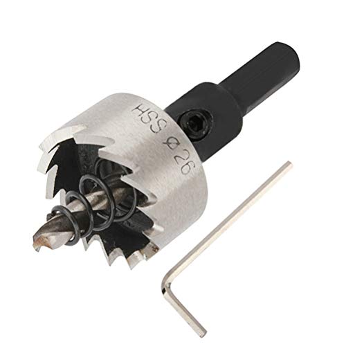 Senzeal HSS 26mm Hole Saw Arbors Drill Bit Hole Saw Sets Metric Cutting Kit Opener Cutter Tool High Speed Steel Hole Opener for Stainless Steel Copper Iron