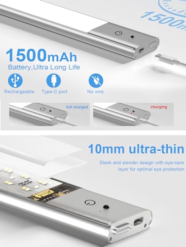 Kasanfe 79-LED Under Cabinet Lights Wireless, RGB Under Cabinet Lighting, Rechargeable Closet Lights Remote, Under Counter Lights Strip for Kitchen Shelf Pantry Desk, 15 Colors(3 Packs)
