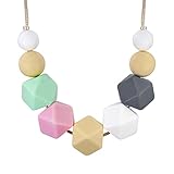 Teething Necklace for Mom to Wear and Baby Teething (Unisex),100% Food Grade Silicone Teething Beads, Nursing Necklace, Design in Elegant Colors with Exquisite Perfect for Giving As a Present