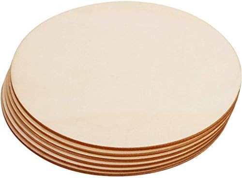 Unpainted Wooden Circle Round Wooden Pieces Blank Round Ornaments Cut-Outs for DIY Craft Projects Decoration (20 cm Diameter, Pack of 6)