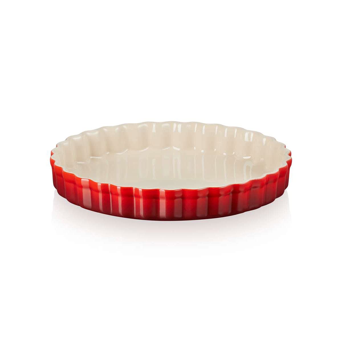 Le Creuset Heritage Fluted Flan Dish, Stoneware, 24 cm, 1.12 kg, Cerise, 71120240600001