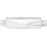 MagnaFlow Performance Exhaust Muffler 10415 | Deep Signature Sound, 4x4x14" Round, Stainless Steel, 2.25"/2.25" Inlet/Outlet, Center/Center