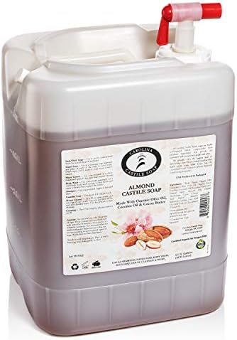 Carolina Almond Bulk Castile Soap Liquid – Skin-Softening Olive Oil Cleanser - Organic Body Wash – Pure Castile Almond Liquid Soap – Vegan Castille Soap Liquid (Almond, 5 gallons)
