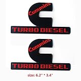 Yoaoo 2x OEM Black Cummins Turbo Emblem Badges High Output Replacement for 2500 3500 Fender Emblem Matte Red 6.2