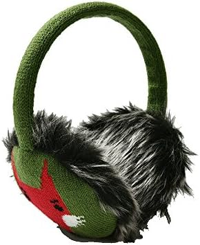 KBB Women Fashionable Winter Warm Acrylic Fluffy Earmuffs in Green Fox Design