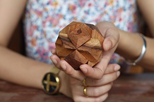 Galactic: Handmade & Organic 3D Brain Teaser Wooden Puzzle for Adults from SiamMandalay with Free SM Gift Box(Pictured)