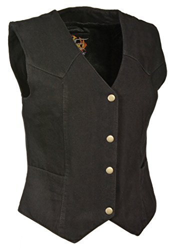Milwaukee Women's 4 Front Snap Denim Vest (Black, X-Small) (14/12 OZ DEN)