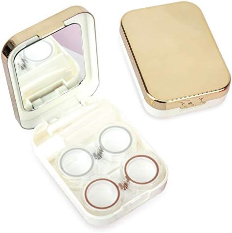 2つは設置します コンタクト入れ可愛い コンタクト洗浄ケース コンタクトレンズ レンズケース コンタクト 女の子 女性 蔵 ゴールド コンタクトケースセット 保存