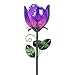 Exhart Solar Glass Flower Stakes, Stakes, Variety of Colors, Outdoor lights, Accented Light for Garden or Yard or Driveway, Solar-Powered, Purple