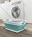 Pop & Load Collapse and Store Collapsible Plastic Laundry Basket, Large 1 pc Pop Up Laundry Hamper with 2 Comfort Grip Handles, 10.5 Gallons, Teal