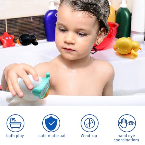 TERRIFI Baby Bath Toys, 3 Pcs Wind Up Duck Bathtub Toys for Toddlers 1-3 Years Old, Floating Pool Games, Water Toys for Swimming for Boys and Girls