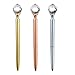 PASISIBICK Rose Gold Ballpoint Pens for Women,3 Pcs Crystal Pen with the Water Drop Ball Top and Black Ink
