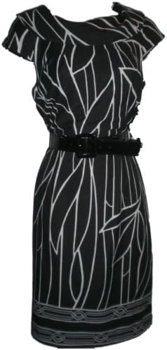 Madison Leigh Womens Printed Dress 6 Black White