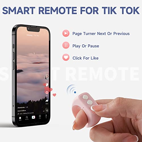 Tiktok Bluetooth Remote Control, CKG Bluetooth Ring Remote【2022 Design】,Supports Ultra-Long Standby and Quick Charging, More Stylish TIK Tok Remote Compatible with iOS and Android - Lovely Pink