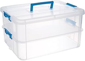 Image of Sterilite 14228604 Stack & Carry 2 Layer Handle Box, 1 - Pack