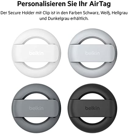 Apple AirTag Hülle mit Clip, Secure Holder Schutzhülle mit Schlüsselanhänger, Schlüsselring, Zubehör mit Kratzschutz – Dunkelgrau