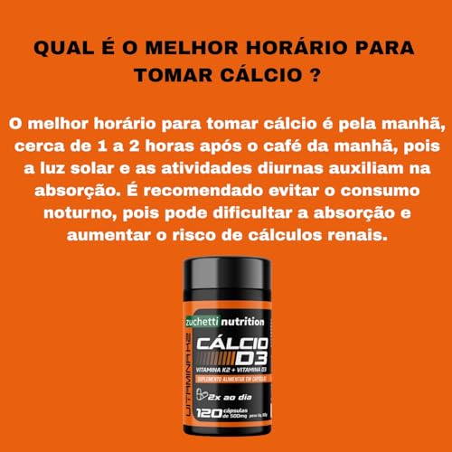Calcio e vitamina d carbonato de calcio Vitamina K2 mk7 120 cápsulas Zuchetti nutrition