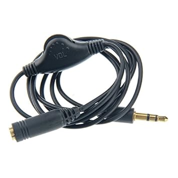 Foxnovo 1M 3.5 mm Stecker auf Buchse-Stereo-Kopfhörer Audio Kabel Verlängerungskabel mit Lautstärkeregler (Schwarz)