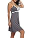 HOTOUCH Women Lingerie V Neck Nightwear Cotton Sleepwear Lace Chemise Nightdress Grey M