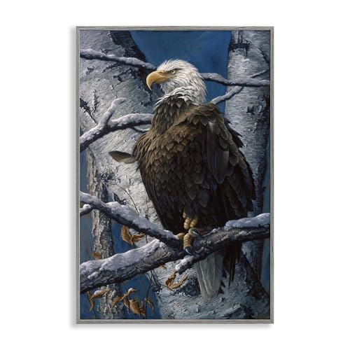 Stupell Industries America's Pride Bald Eagle Gray Framed Giclee Art Design by…