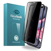 Privacy Screen Protector Compatible with iPhone 11 [6.1 Inch] Klearlook Anti Spy Tempered Glass Screen Protector [1 Front Glass+1 Back Fiber] for iPhone 11 Full Coverage/with Easy Install Kit